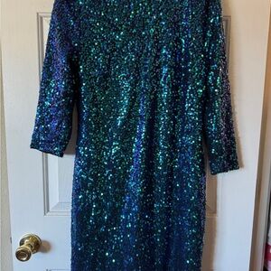 H&M Sequin Blue and Green Dress